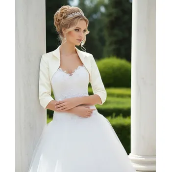 Bolerko Saténové svatební bolerko s 3/4 rukávem - ivory: BF-27 Vybraná velikost: 5XL