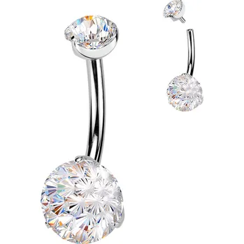 Piercing Atreya Titanový piercing do pupíku s vnitřním závitem Brilliant Barva: Stříbrná, Velikost: 1,6 mm, Délka / Průměr: 10 mm