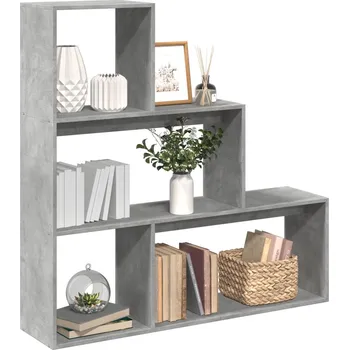 Knihovna Knihovna/dělící stěna 3patrová betonově šedá 123x29x123 cm - 8721158500298