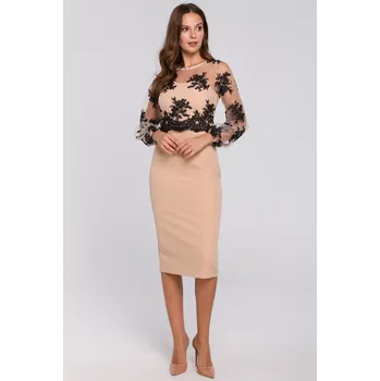 Dámské šaty Koktejlové midi šaty Makover s krajkou, velikost L