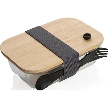 Svačinový box Skleněný svačinový box s příborem, 600 ml, XD Design, čirý