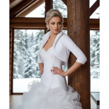 Dámský kožich Fleecový svatební kabátek na zavazování bílý BF-107 Vybraná velikost: XXL