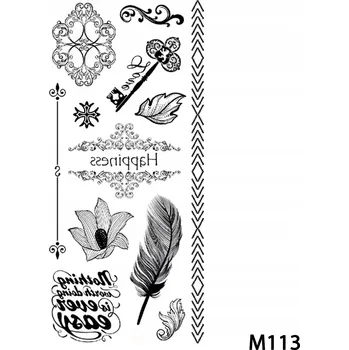 Odstranitelné tetování Dočasné tetování TATTOO 3D 19x9 různé vzory Klíč Nápis květinové peří