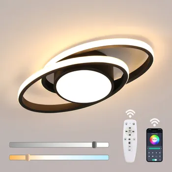 Stropní svítidlo GOECO černé moderní 3-bodové LED stmívatelné s dálkovým ovládáním