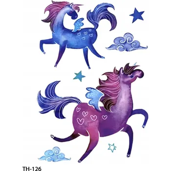 Odstranitelné tetování Dočasné omyvatelné tetování barevné TATTOO 3D 14,8 x 21 cm koně barevní