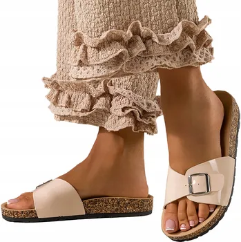 Dámská obuv NAZOUVÁKY Dámské Béžové Lakované Pantofle Pohodlná Profilovaná Podešev Moderní vel. 40