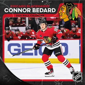 Kalendář JF Turner Kalendář Chicago Blackhawks NHL Connor Bedard 2025 Wall Calendar