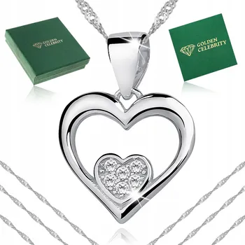 Náhrdelník STŘÍBRNÝ NÁHRDELNÍK SE SRDCEMI 925, ŘETÍZEK A ZIRKON 42 CM, DÁREK