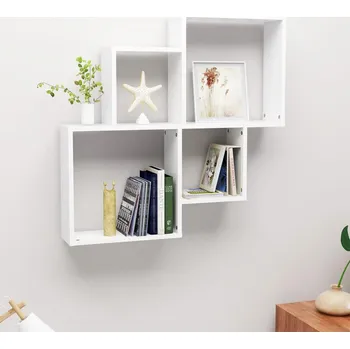 police Nástěnná čtvercová police bílá 80x15x78,5 cm kompozitní dřevo - 8720286596777