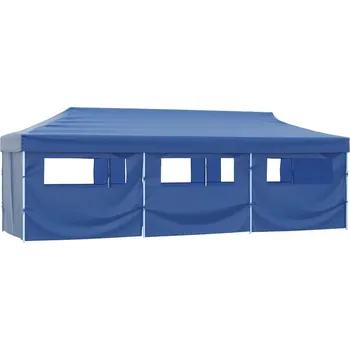 Zahradní stan Skládací nůžkový party stan s 8 bočními stěnami 870x291x315 cm modrý - 8718475706670