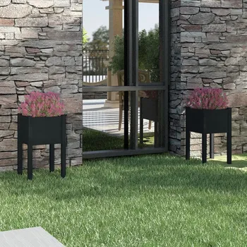 Truhlík Zahradní truhlíky 2 ks černé 40 x 40 x 70 cm masivní borovice - 8720286815298