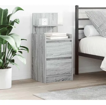 Noční stolek Noční stolek se 2 zásuvkami šedý sonoma 38x34x80 cm - 8721158702845