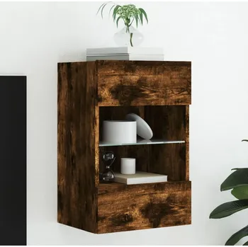 Televizní stolek Nástěnná TV skříňka s LED osvětlením kouřový dub 40x30x60,5 cm - 8721012256705