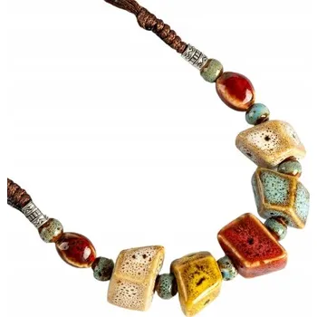Náhrdelník Keramický náhrdelník s nastavitelnou délkou, ruční výroba ve stylu Boho