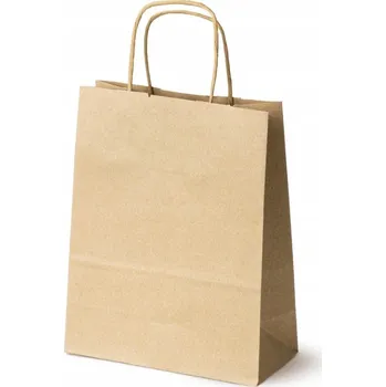 SADA 50 ks Papírová taška 18x8x22 cm HNĚDÁ PREMIUM kroucené ucho