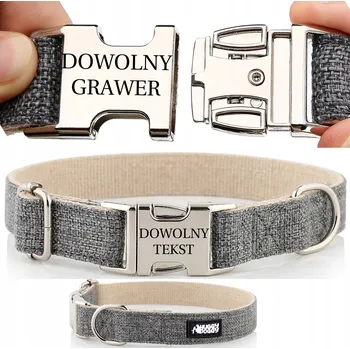 Obojek pro psa Kovový obojek pro psa s gravírováním HUGGY DOGGY vel. S