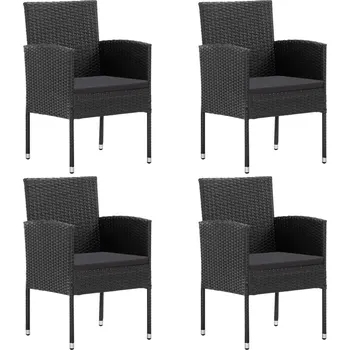 Zahradní židle s černými poduškami 4 ks černé polyratan - 8720286918067