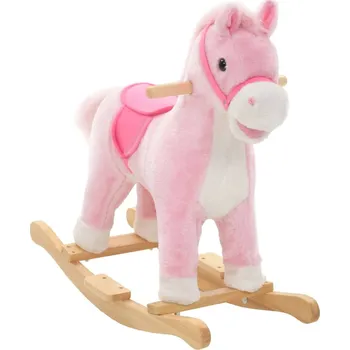 Houpací kůň Houpací plyšový kůň 65 x 32 x 58 cm růžový - 8718475609254