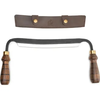 BeaverCraft poříz Hand-Forged Drawknife Walnut Handle in Leather Sheath