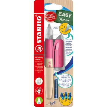 Ergonomické plnicí pero pro praváky - STABILO EASYbirdy Timber růžová vč. bombičky