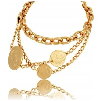 Náramek COLIBRA Pozlacený náramek s mincemi a řetízek (B15/MON/16AU)