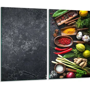 Obraz 2x SKLENĚNÁ DESKA NA KRAJENÍ 30X52 KOŘENÍ Tvrzené Sklo KUCHYNĚ