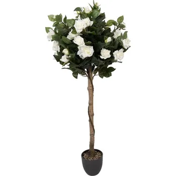 Vánoční stromek Dekorační stromek růže na kmínku s bílými květy - 32*32*120 cm