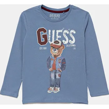 Chlapecké tričko Dětské bavlněné tričko s dlouhým rukávem Guess N5YI23.K8HM4.9BYA modrá 55X, vel. 88-96