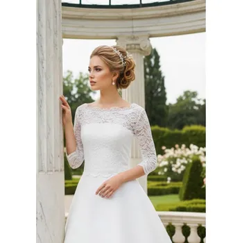 Bolerko Svatební krajkový kabátek s hustou krajkou - bílý: BF-132 Vybraná velikost: XL