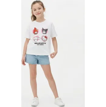 Dívčí oblečení Sinsay - Bavlněná košilka s potiskem Hello Kitty - bílá - 878HE-00X - 878HE-00X-128