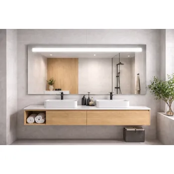 Zrcadlo Zrcadlo s horním LED osvětlením 1200x650 mm, spodní podsvícení (bssMFC65-12) + slevový kód