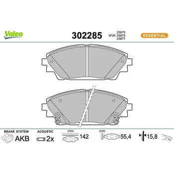 Brzdová destička Sada brzdových destiček, kotoučová brzda VALEO 302285