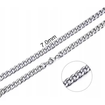 Náhrdelník Stříbrný Řetízek Náhrdelník Kubánský vzor 7 mm Délka 50 cm Pancr z Oceli