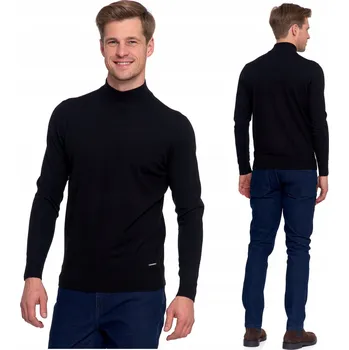 Pánský svetr ELEGANTNÍ PÁNSKÝ SVETR S POLOVIČNÍM ROLÁKEM KLASICKÝ HLADKÝ MÓDNÍ SLIM FIT MORAJ XXL