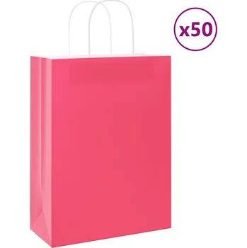 Dárková taška Papírové tašky 50 ks s uchy růžové 26x12x35 cm - 8721158516046