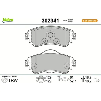 Brzdová destička Sada brzdových destiček, kotoučová brzda VALEO 302341