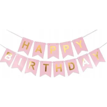 Banner Girlanda Narozeninová Happy Birthday světle růžová 3m