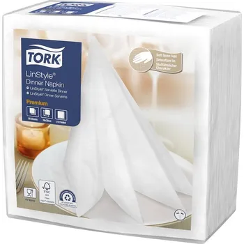 Papírový ubrousek TORK Ubrousky textílního charakteru LinStyle Premium 39x39cm bílé - 50ks