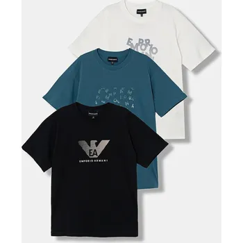 Chlapecké tričko Dětské bavlněné tričko Emporio Armani 3-pack EB001319.AF14503 tyrkysová 66X, vel. 164