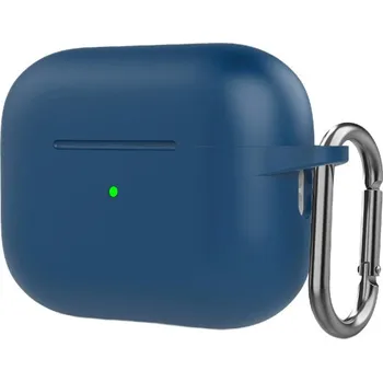 Silikonový ochranný obal s karabinou pro AirPods Pro 2 s Lightning konektorem - tmavě modrý