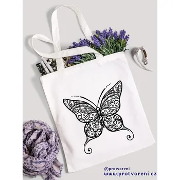 Textilní taška k vybarvení, MOTÝL, 41x37cm, BÍLÁ, 1 kus