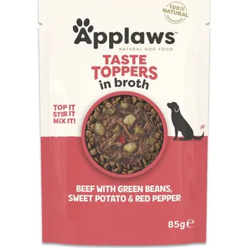 Krmivo pro psa 12x85g Applaws Taste Toppers Pouch in Broth - hovězí se zelenými fazolkami, batátami a červenou paprikou