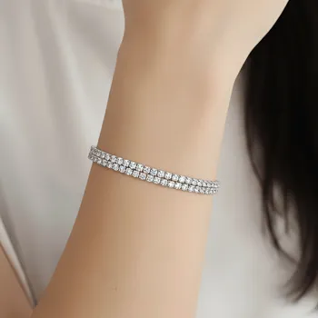 Náramek Luxusní dvojitý štrasový náramek „Diamantová elegance“ z chirurgické oceli se zirkony č. 1852