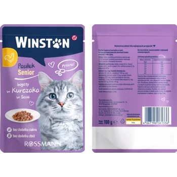 Krmivo pro kočku WINSTON SENIOR Krmivo mokré pro kočky starší 7 let, kuře v omáčce