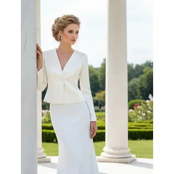 Bolerko Saténový svatební kabátek smetanový BF-200 Vybraná velikost: 3XL