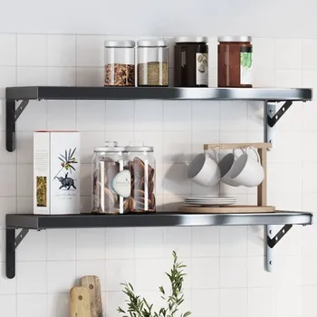 police Policové držáky 4 ks 20 x 2,5 x 14 cm černé nerezová ocel - 8721012408944