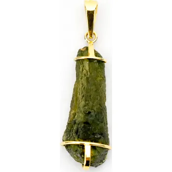 Přívěsek Zlatý přívěs s vltavínem - kapka 2,700 g