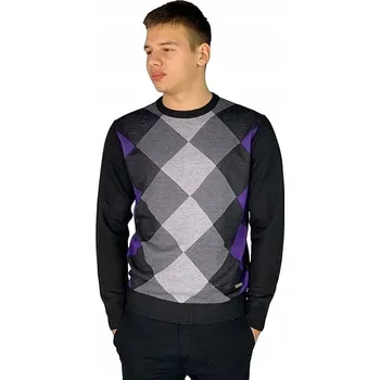 Pánský svetr Y9805 Pierre Cardin Pletený svetr s argyle vzorem Crew Argyle - Pánský svetr 4xL