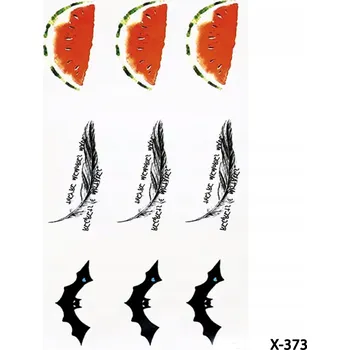 Odstranitelné tetování Dočasné tetování TATTOO 3D 10,5×6 cm – meloun, pero, černé barvy