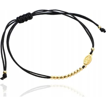 Náramek Zlatý provázkový náramek s růžencem, desítka stříbro 925